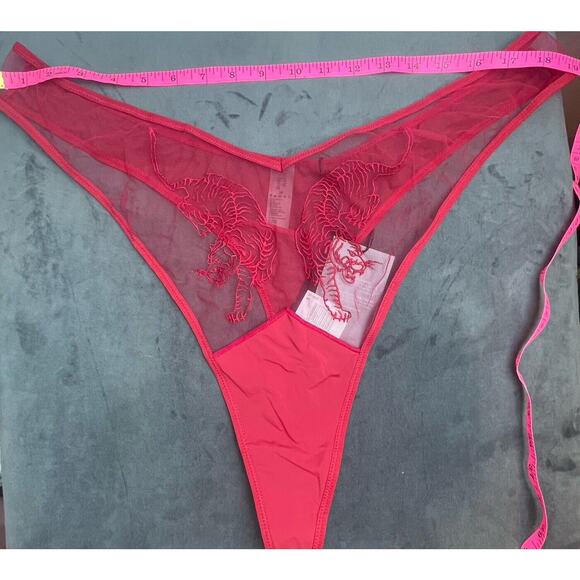 Thistle and Spire Tigris Thong Womens 3X Crimson Tigers Sheer Panties Revolve - Picture 8 of 9